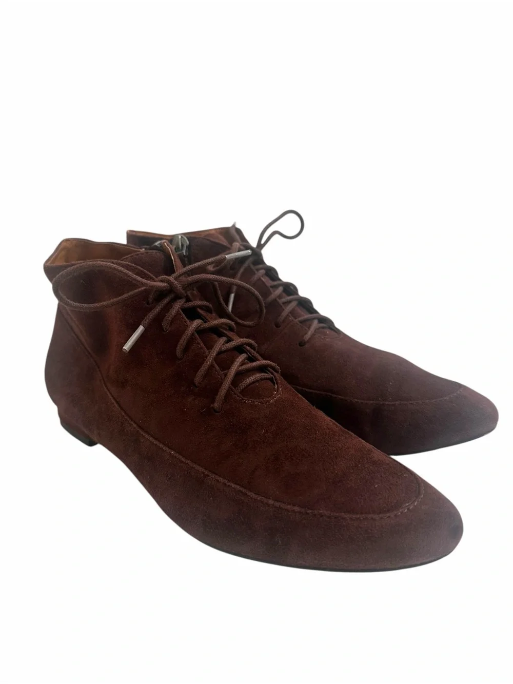 Sudini Amore Brown Suede Lace-Up Ankle Booties Size 7.5W